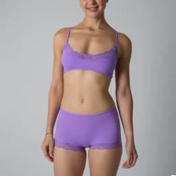 Europe American Simple Pink Light Thin Lace Strap Tank Top Flat Corner Lace Underwear for Women Comfortable Stretchy Short Sets