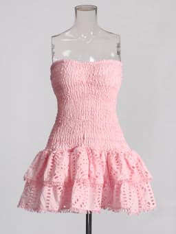 TWOTWINSTYLE Designer Mini A Line Dresses Strapless Sleeveless High Waist Spliced Ruffles Hem Elegant Slimming Dress Female New