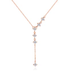 Smyoue 4mm Tassel Necklace Moissanite Pendant Round Cut Sparkling Neck Chain Girls Christmas Gift 925 Sterling Silver Plated 18K