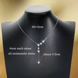 Smyoue 4mm Tassel Necklace Moissanite Pendant Round Cut Sparkling Neck Chain Girls Christmas Gift 925 Sterling Silver Plated 18K