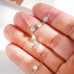 Smyoue 4mm Tassel Necklace Moissanite Pendant Round Cut Sparkling Neck Chain Girls Christmas Gift 925 Sterling Silver Plated 18K