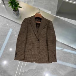 Vintage British Windsor Wool Suit Thick Autumn Winter Tweed Houndstooth Plaid Slim Fit Men's Blazer
