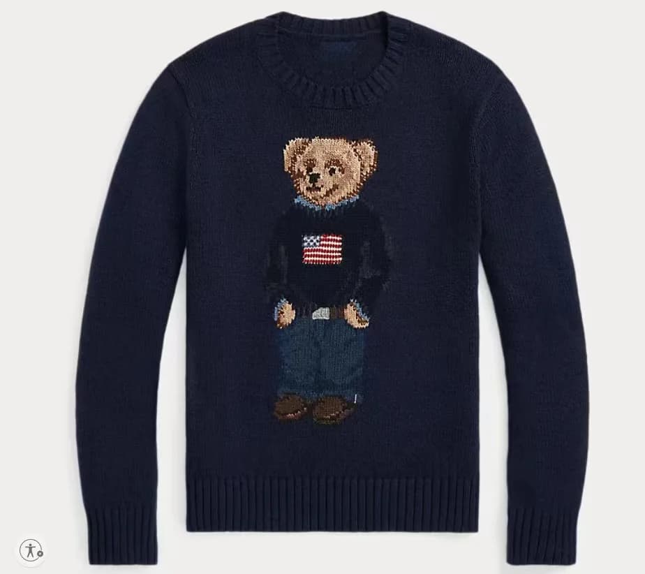 Embroidered Cartoon Bear Y2K Long Sleeve Sweater