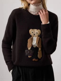 Embroidered Cartoon Bear Y2K Long Sleeve Sweater