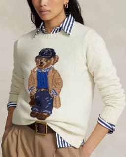 Embroidered Cartoon Bear Y2K Long Sleeve Sweater