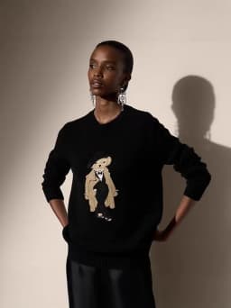 Embroidered Cartoon Bear Y2K Long Sleeve Sweater