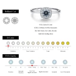 MODIAN D Color Gray Moissanite Rings 925 Sterling Silver Fashion Sparkle Square Halo Ring For Women Wedding Fine Jewelry Gift
