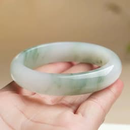 Ice Transparent Tianshan Jade Bracelet Wide Strip Flower Bracelet for Girlfriend