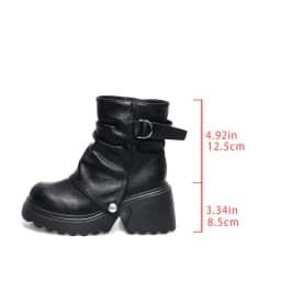 Gothic Chunky Platform Black Ankle Boots Women 2026 Autumn Punk Metal Belt Buckle Thick Bottom Short Boots Woman's Y2K Shoes 43