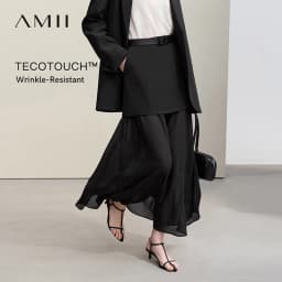 Amii Women's Skirt 2026 Autumn New Elegant Patchwork Chiffon Long Skirt Solid Color Straight Versatile Woman Clothes 12641047