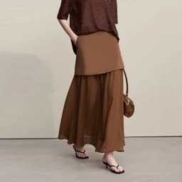 Amii Women's Skirt 2026 Autumn New Elegant Patchwork Chiffon Long Skirt Solid Color Straight Versatile Woman Clothes 12641047