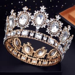 Vintage Royal Queen Wedding Crown Large Diadem Crystal Tiaras Circle Prom Pageant Headdress Bridal Jewelry Head Ornaments