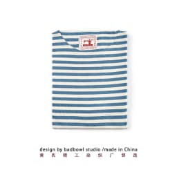 Men Loose Fit One Shoulder Sea Soul Long Sleeve T Shirt Blue White Breton Striped 100% Cotton Versatile Casual Tops