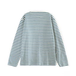 Men Loose Fit One Shoulder Sea Soul Long Sleeve T Shirt Blue White Breton Striped 100% Cotton Versatile Casual Tops