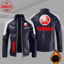 European Size Yamaha Motorcycle Logo Printed Riding Suit PU Leather Jacket Autumn/winter Men's Jacket Racing Suit Workwear