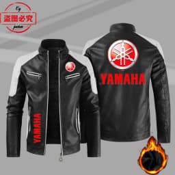 European Size Yamaha Motorcycle Logo Printed Riding Suit PU Leather Jacket Autumn/winter Men's Jacket Racing Suit Workwear