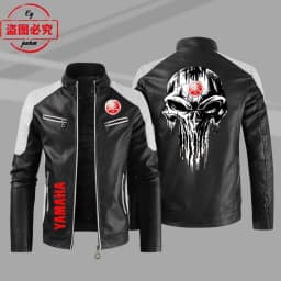 European Size Yamaha Motorcycle Logo Printed Riding Suit PU Leather Jacket Autumn/winter Men's Jacket Racing Suit Workwear