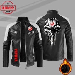European Size Yamaha Motorcycle Logo Printed Riding Suit PU Leather Jacket Autumn/winter Men's Jacket Racing Suit Workwear