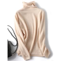 Birdtree Women's Turtleneck Edge Curl Basic Knitted Sweaters, Undershirt, 100% Australian Wool Pullover, Autumn Winter T39244QM