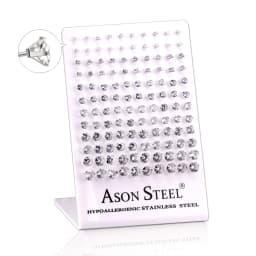 60Pairs/Lot Stainless Steel 3-8MM Clear Round Crystal Zircon Stud Earrings 4/6 Prong Tragus Cartilage Piercing Jewelry Wholesale