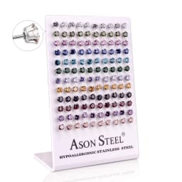 60Pairs/Lot Stainless Steel 3-8MM Clear Round Crystal Zircon Stud Earrings 4/6 Prong Tragus Cartilage Piercing Jewelry Wholesale