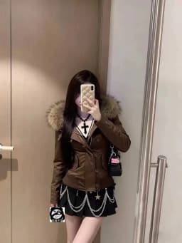 American style removable fur sweater hooded jacket Y2K women's fall and winter new retro casual slim waist waist short jacket