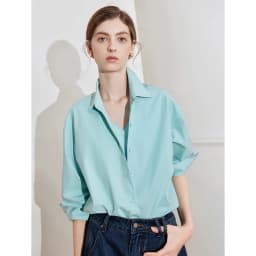 TOYOUTH Women Striped Shirt 2025 Spring New Lyocell Cotton Long Sleeve Versatile Blouse Shirt Tops Blue