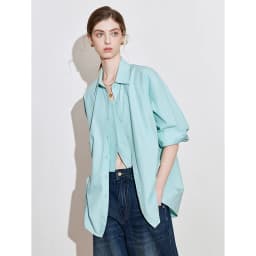 TOYOUTH Women Striped Shirt 2025 Spring New Lyocell Cotton Long Sleeve Versatile Blouse Shirt Tops Blue