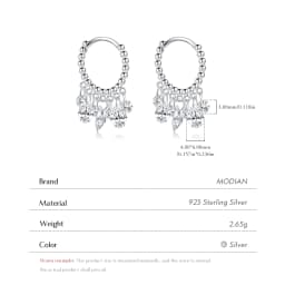 MODIAN 925 Sterling Silver Luxury Geometric Stunning Clear CZ Hoop Earrings Fashion Sparkling Dangle Ears For Women Fine Jewelry