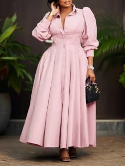 Wmstar Dress Women Casual Button Long Sleeve Dresses Fashion Streetwear Big Swing New Spring Clothes Wholesale Dropshipping