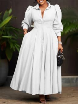 Wmstar Dress Women Casual Button Long Sleeve Dresses Fashion Streetwear Big Swing New Spring Clothes Wholesale Dropshipping