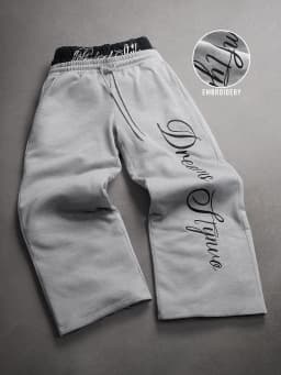Men's Oversized Streetwear Joggers Brand Dual Waist Dreams Flying Embroidery Polyester Gray Multicolor Pants S-2XL All Size 1Pc