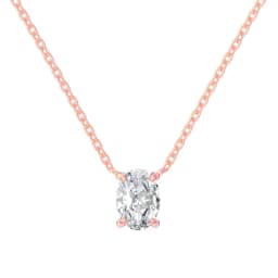 1/2/3carat Solitaire Oval Cut Moissanite Diamond Pendant for Women 18kYellow/Rose Gold Plated S925 Silver Minimalist Neck Chain