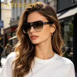 CATERSIDE Fashion Punk Sunglasses Men Square Frame Flat Top Double Bridge High Quality Sun Glasses Women Party Festival Gifts