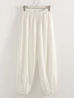 Wide Leg Red Pants For Women Cotton Long Bloomers White Autumn Elastic Waist Lantern Trousers Women Straight Practice Pants Lady