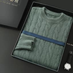 Men's thick cashmere sweater 100% pure cashmere round neck cashmere sweater 2024 new spring and winter knit base shirt