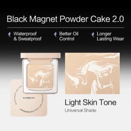 CARSLAN 2.0 Black Magnet Soft Focus Pressed Powder Waterproof Sweatproof 24H Longlasting Oil Control Translucent Setting Powder