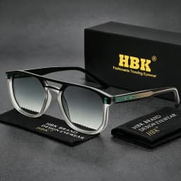 HBK Retro Men's Pilot Sunglasses Flat Top Double Bridge Design Gradient Sunglasses Women's Outdoor Travel Summer Glasses