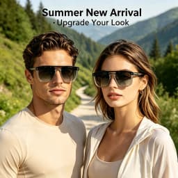 HBK Retro Men's Pilot Sunglasses Flat Top Double Bridge Design Gradient Sunglasses Women's Outdoor Travel Summer Glasses