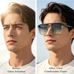 HBK Retro Men's Pilot Sunglasses Flat Top Double Bridge Design Gradient Sunglasses Women's Outdoor Travel Summer Glasses