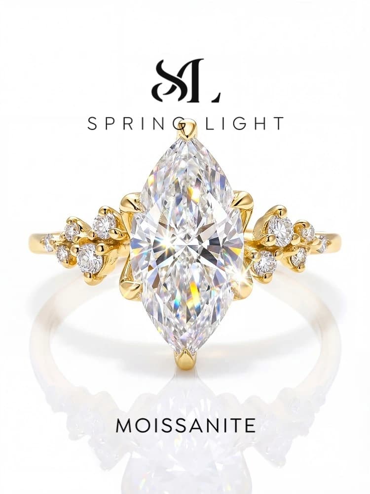 925 Sterling Silver Elegant Classic Lace 2CT Marquise Moissanite Ring For Women Engagement Luxury High Quality Fine Jewelry