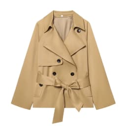 ETJ Autumn 2025 new collection women's British style lapel double-breasted Maillard color belt casual trench coat