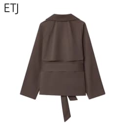 ETJ Autumn 2025 new collection women's British style lapel double-breasted Maillard color belt casual trench coat