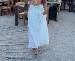 Suninheart Women's Matching Sets White Y2k Vintage Lace Square Neck Cropped Top & Maxi Skirt Set Holiday Dress Boho Beachwear