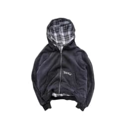 American Retro Reversible Plaid Zipper Hoodie Sweatshirt Mens Womens Casual Plaid Sweatshirt Solid Color Lining Y2K Street Style
