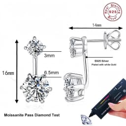 NeeTim 2.6CTTW Moissanite Stud Earrings for Women Sparkly Lab Diamond S925 Sterling Silver Removable Earring Gemstone Studs