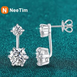 NeeTim 2.6CTTW Moissanite Stud Earrings for Women Sparkly Lab Diamond S925 Sterling Silver Removable Earring Gemstone Studs