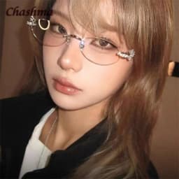 Chashma Prescription Glasses Rimless Optical Myopia Eyewear Student Fashion Stainless Steel Eyeglasses Optical Frames for Women