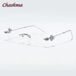 Chashma Prescription Glasses Rimless Optical Myopia Eyewear Student Fashion Stainless Steel Eyeglasses Optical Frames for Women