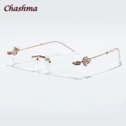 Chashma Prescription Glasses Rimless Optical Myopia Eyewear Student Fashion Stainless Steel Eyeglasses Optical Frames for Women